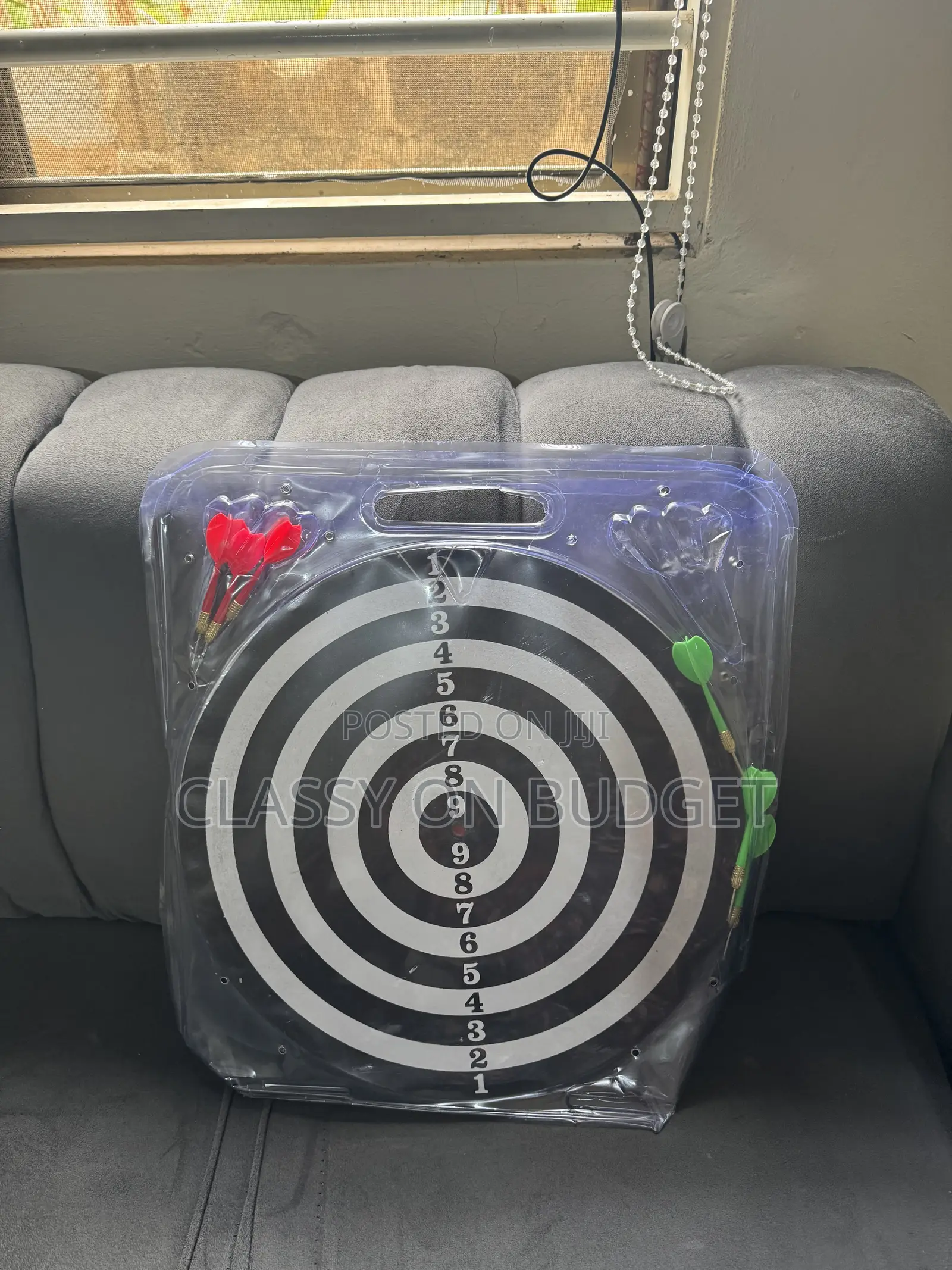 Dart Game Board With 6 Arrows. Front and Back