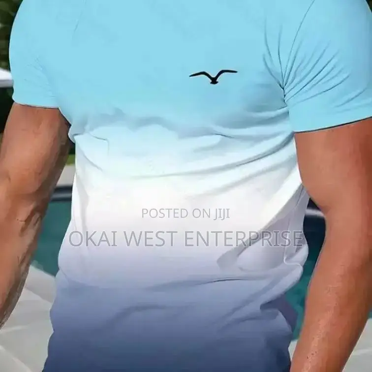 Modern Gradient 3D Print Round Neck Men’s T-Shirt 3 Sets