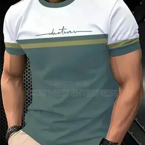 Modern Gradient 3D Print Round Neck Men’s T-Shirt 3 Sets