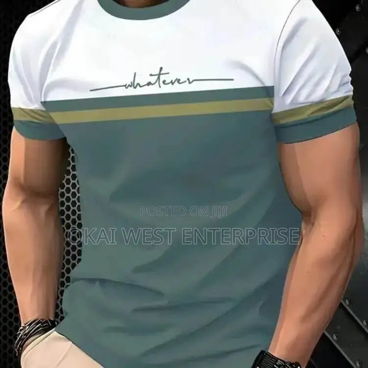 Modern Gradient 3D Print Round Neck Men’s T-Shirt 3 Sets