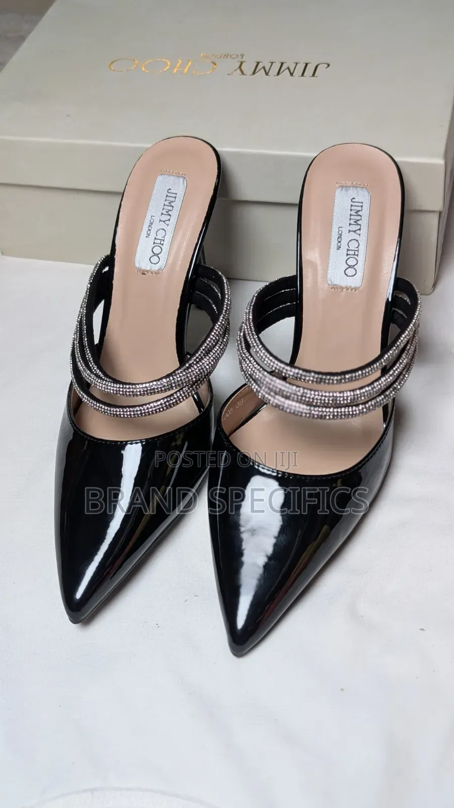 Women’s Black Rhinestone Pointed-Toe Mule Jimmy Choo Heels
