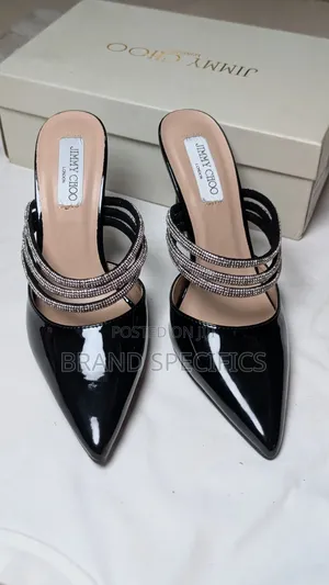 Women’s Black Rhinestone Pointed-Toe Mule Jimmy Choo Heels