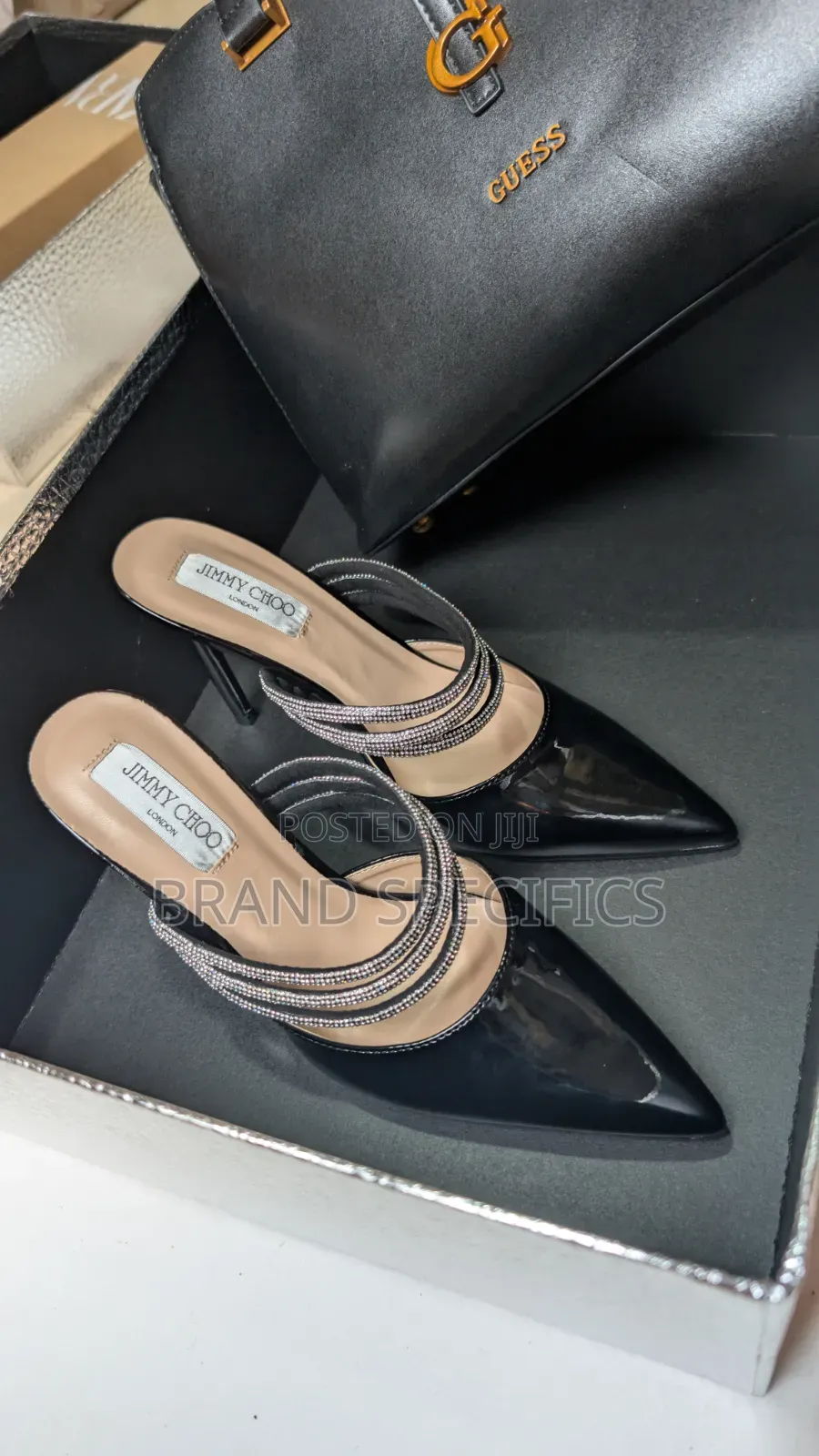 Women’s Black Rhinestone Pointed-Toe Mule Jimmy Choo Heels