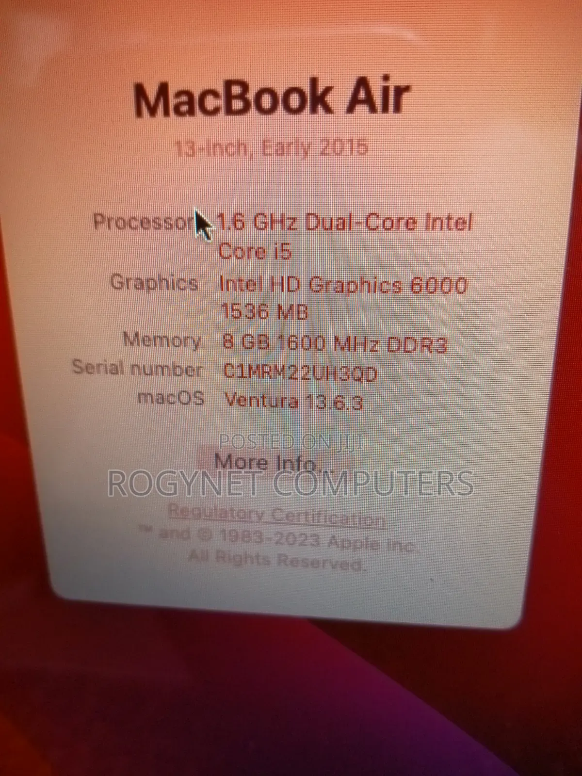 Laptop Apple MacBook Air 2015 8GB Intel Core i5 SSD 128GB