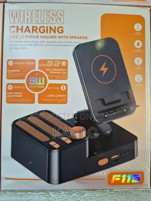 5 in 1 Wireless Charger With BT Speaker, MP3 , Holder, and Powerbank