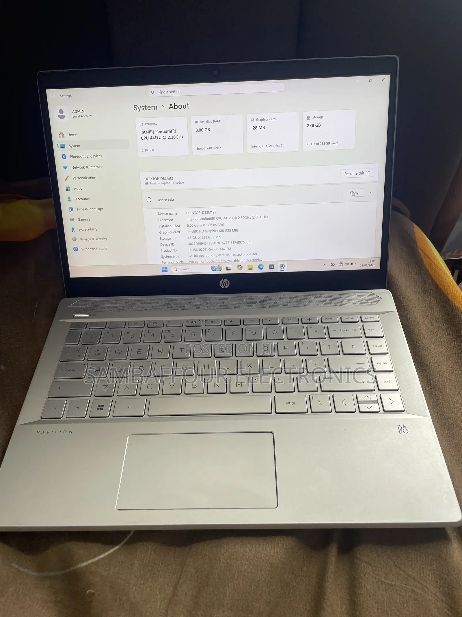 Laptop HP Pavilion 14 8GB Intel Pentium SSD 256GB