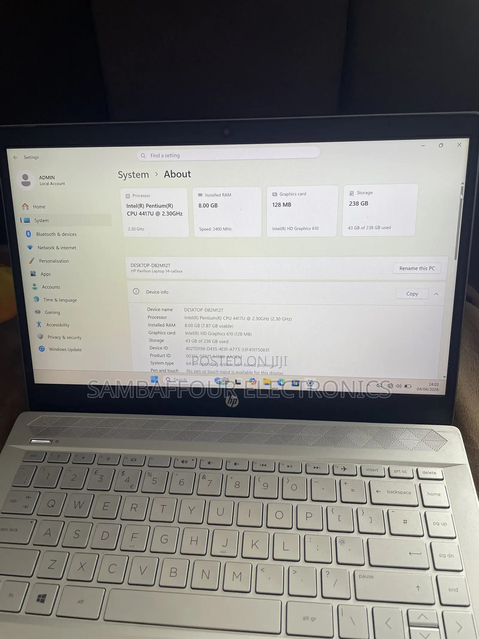 Laptop HP Pavilion 14 8GB Intel Pentium SSD 256GB