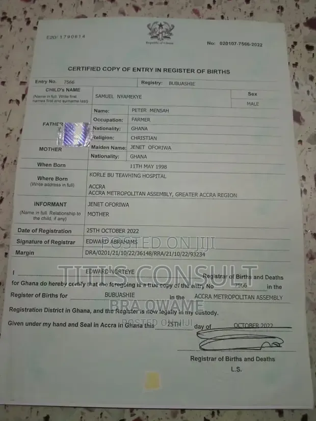 Birth and Business Documents Registration