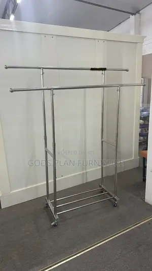 Double Rod-Adjustable Rolling Garment Rack