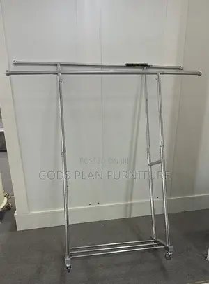 Double Rod-Adjustable Rolling Garment Rack
