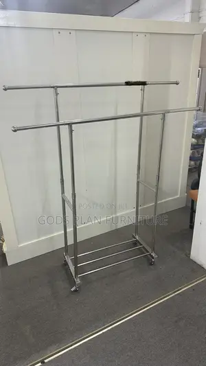 Double Rod-Adjustable Rolling Garment Rack