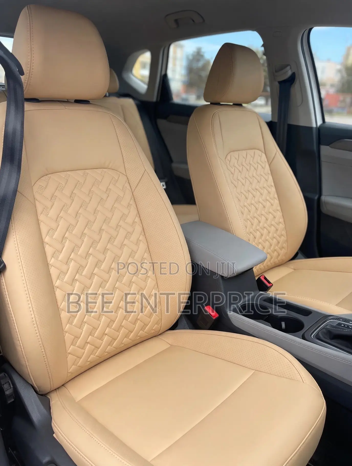 Beige Luxury Leather Car Seats Cover
