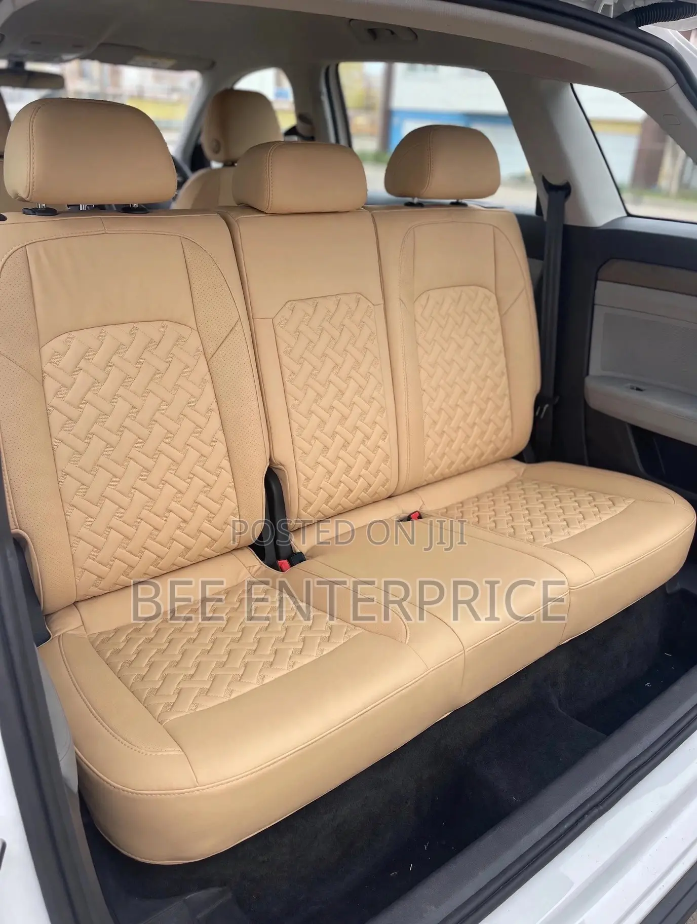 Beige Luxury Leather Car Seats Cover