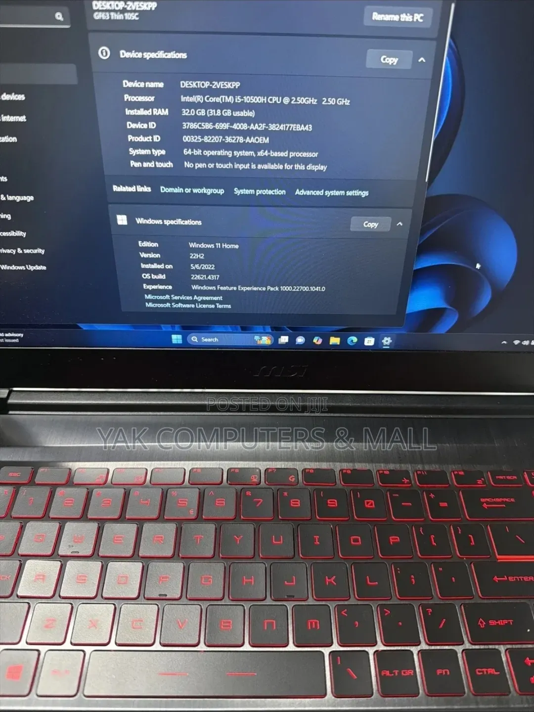 Laptop MSI 16GB Intel Core i5 SSD 512GB