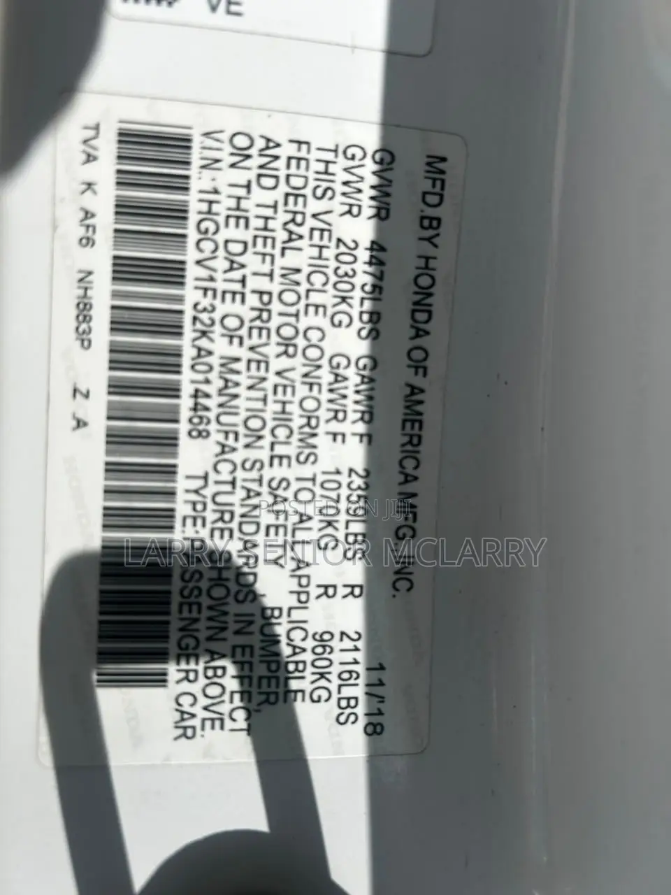 Honda Accord Sport (1.5L 4cyl Turbo CVT) 2019 White
