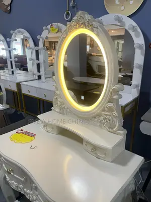 Luxury Royal Dressing Table With Mirror & Stool White
