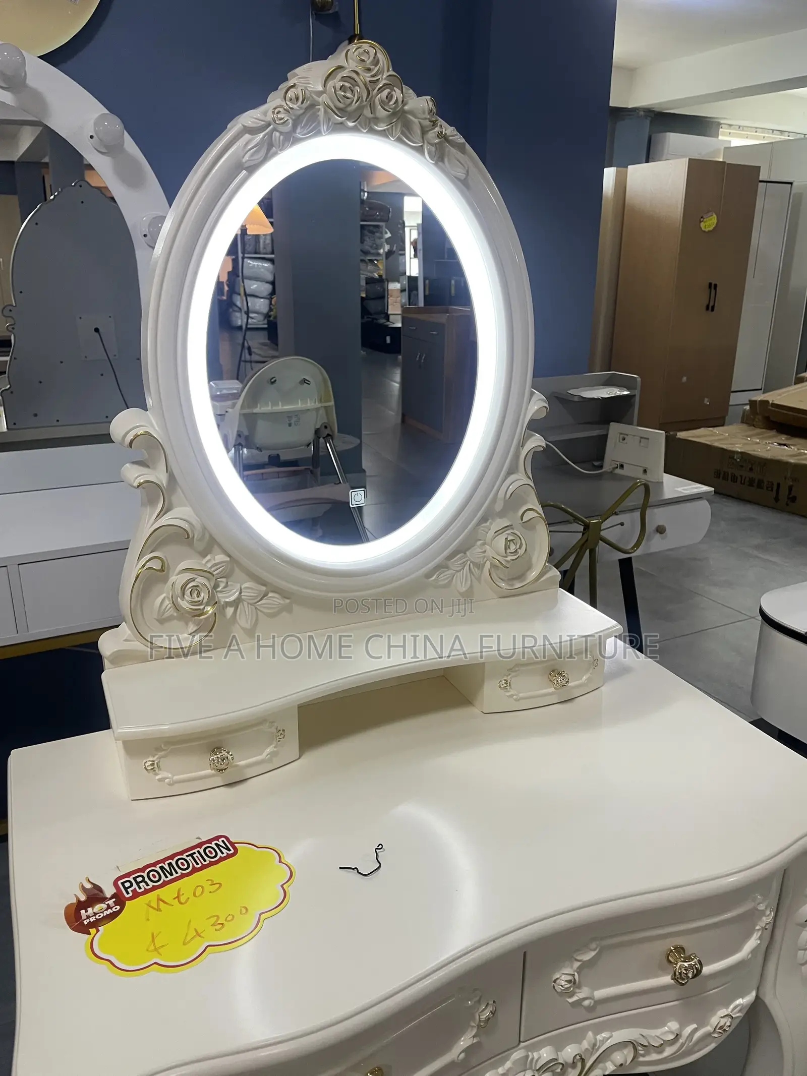 Luxury Royal Dressing Table With Mirror & Stool White