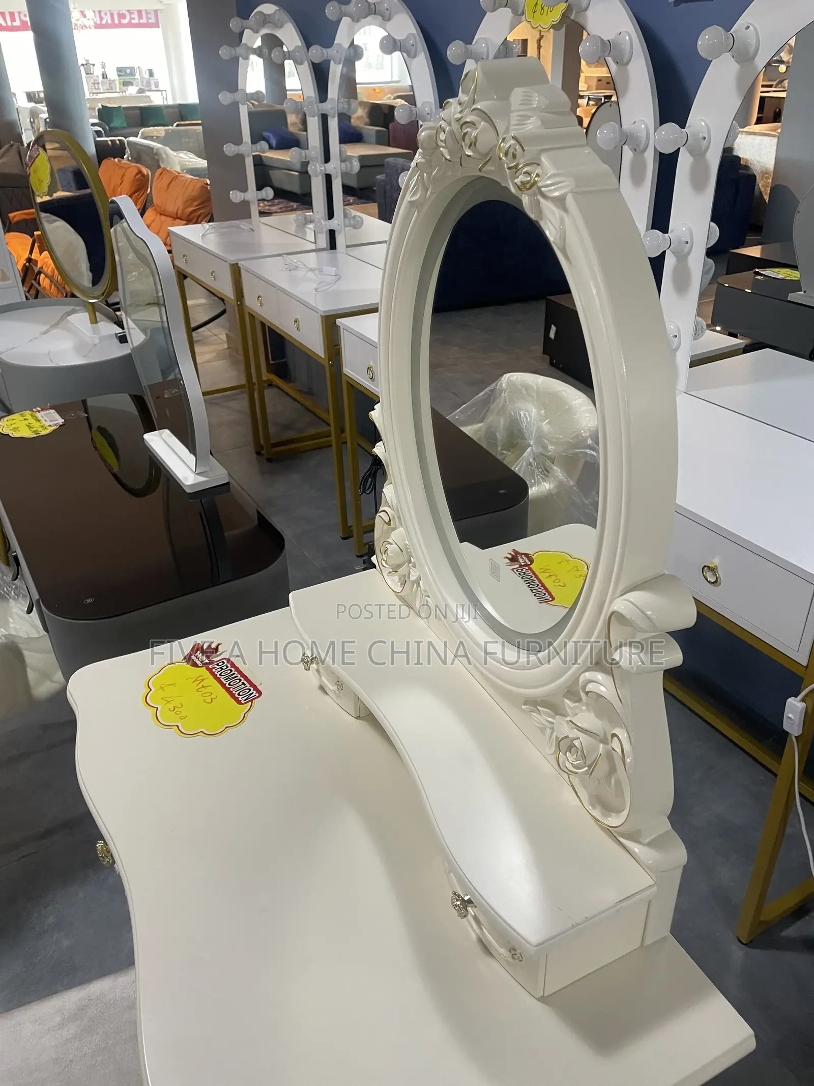 Luxury Royal Dressing Table With Mirror & Stool White