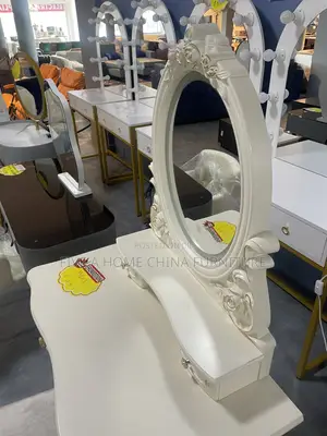 Luxury Royal Dressing Table With Mirror & Stool White