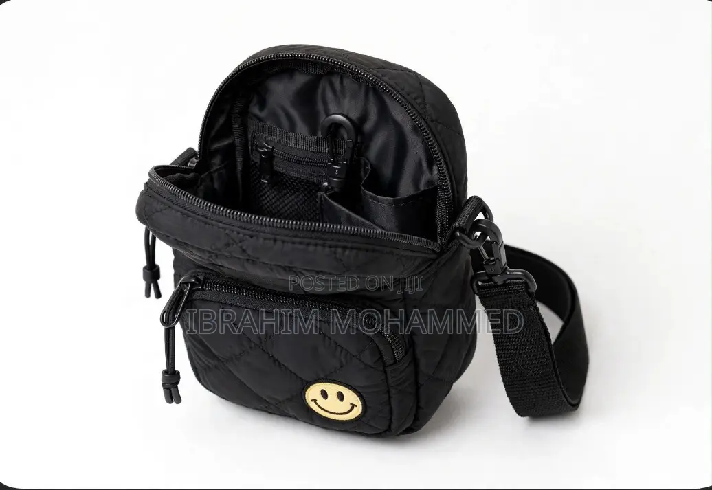 Smiley Mini Cross Bag Black Quilted - Kumasi Delivery Today