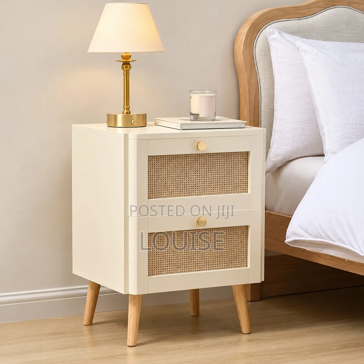 DUSK Aurelia 2 Drawer Bedside Table - Vintage Cream