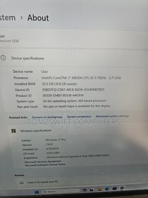 Laptop Dell Precision 5550 32GB Intel Core i7 SSD 1T