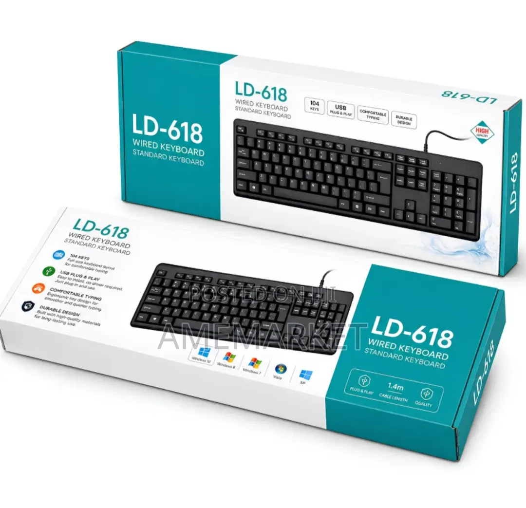 LD-618 Wired USB Keyboard – 104 Keys Standard Keyboard