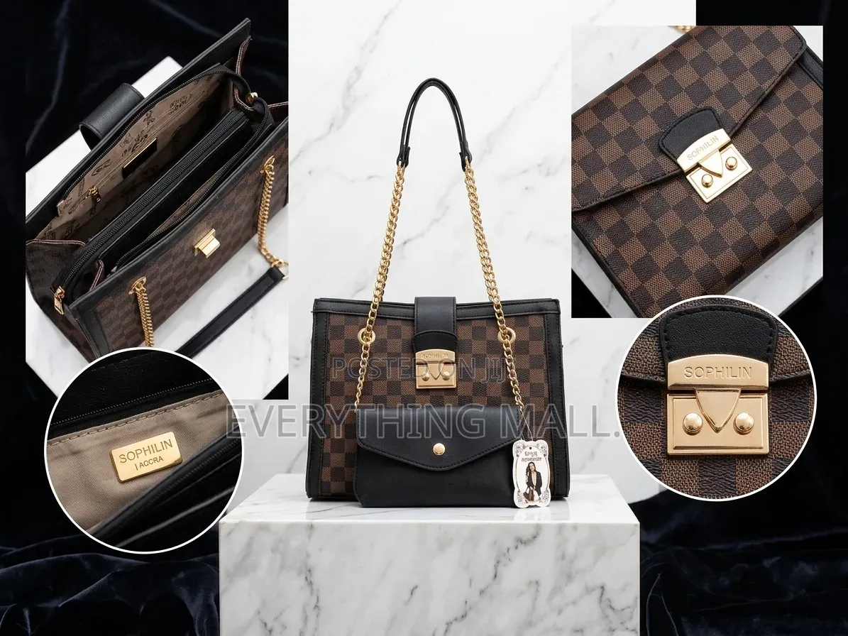 Brand New Sophilin Luxury Checkerboard Handbag + Free Wallet Pouch