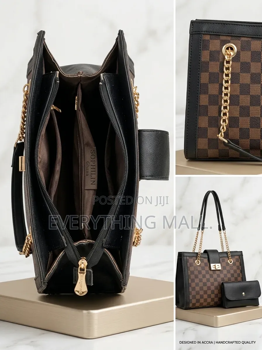 Brand New Sophilin Luxury Checkerboard Handbag + Free Wallet Pouch