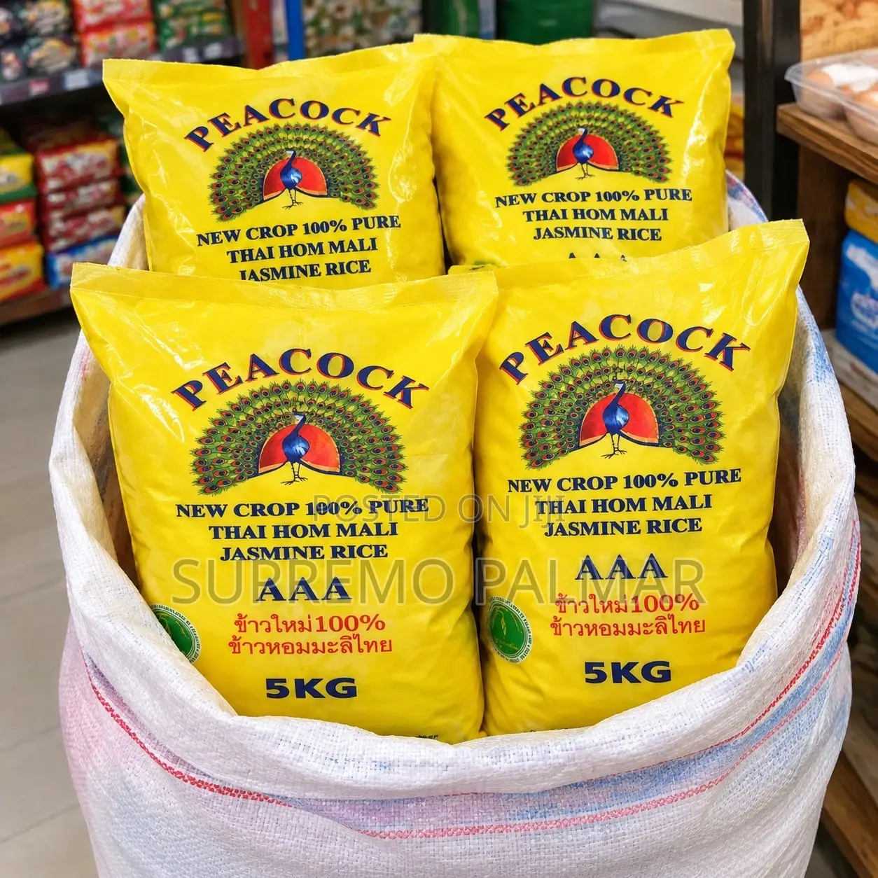 Peacock Thai Hom Mali Jasmine Rice– 5kg AAA