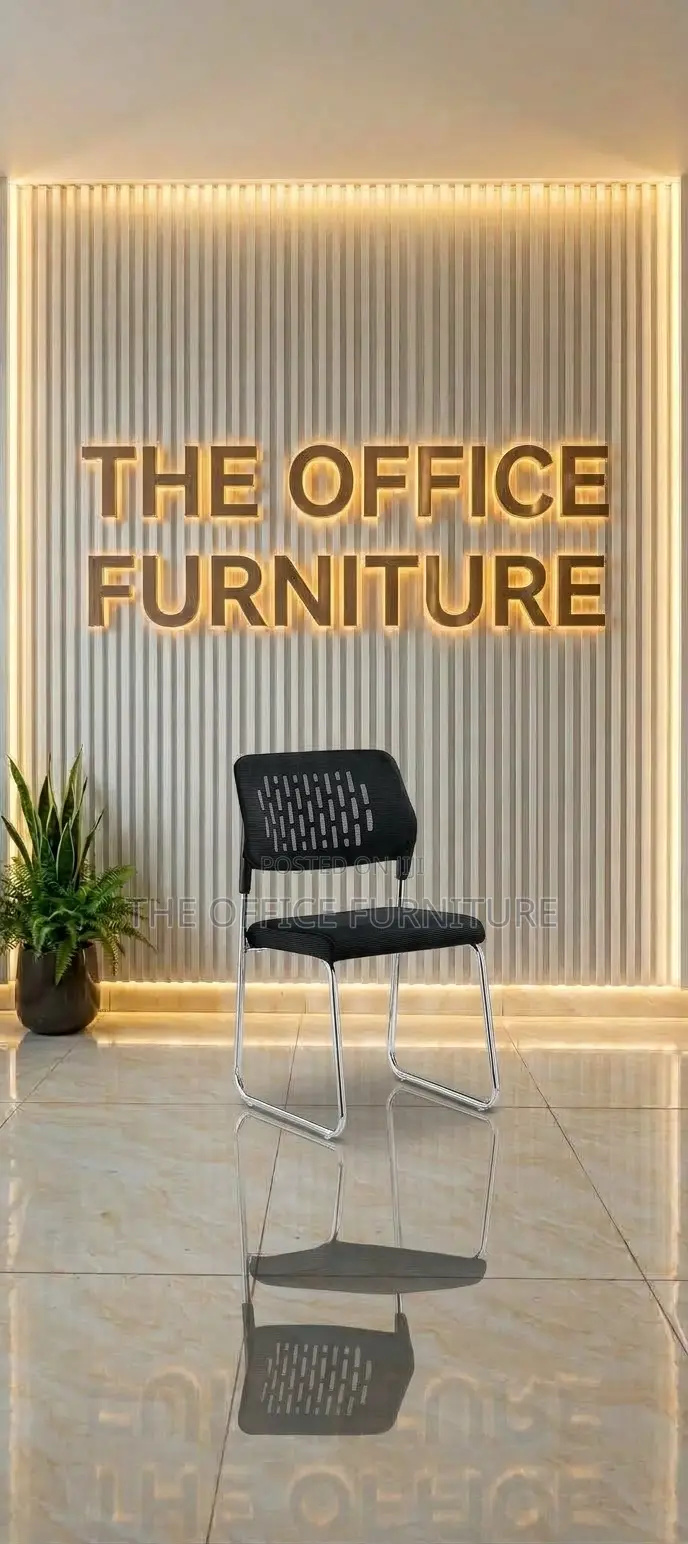 Black Mesh Visitor Chair With Chrome Sled Base