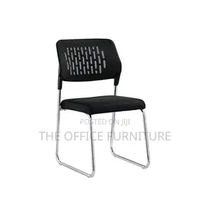 Black Mesh Visitor Chair With Chrome Sled Base
