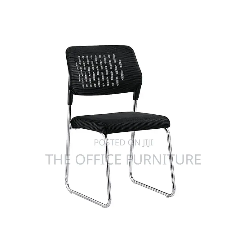 Black Mesh Visitor Chair With Chrome Sled Base
