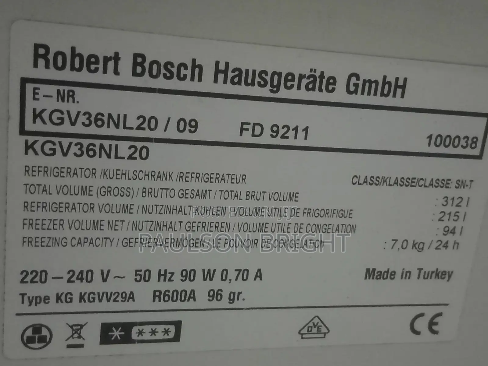 312L Refrigerator for Sell