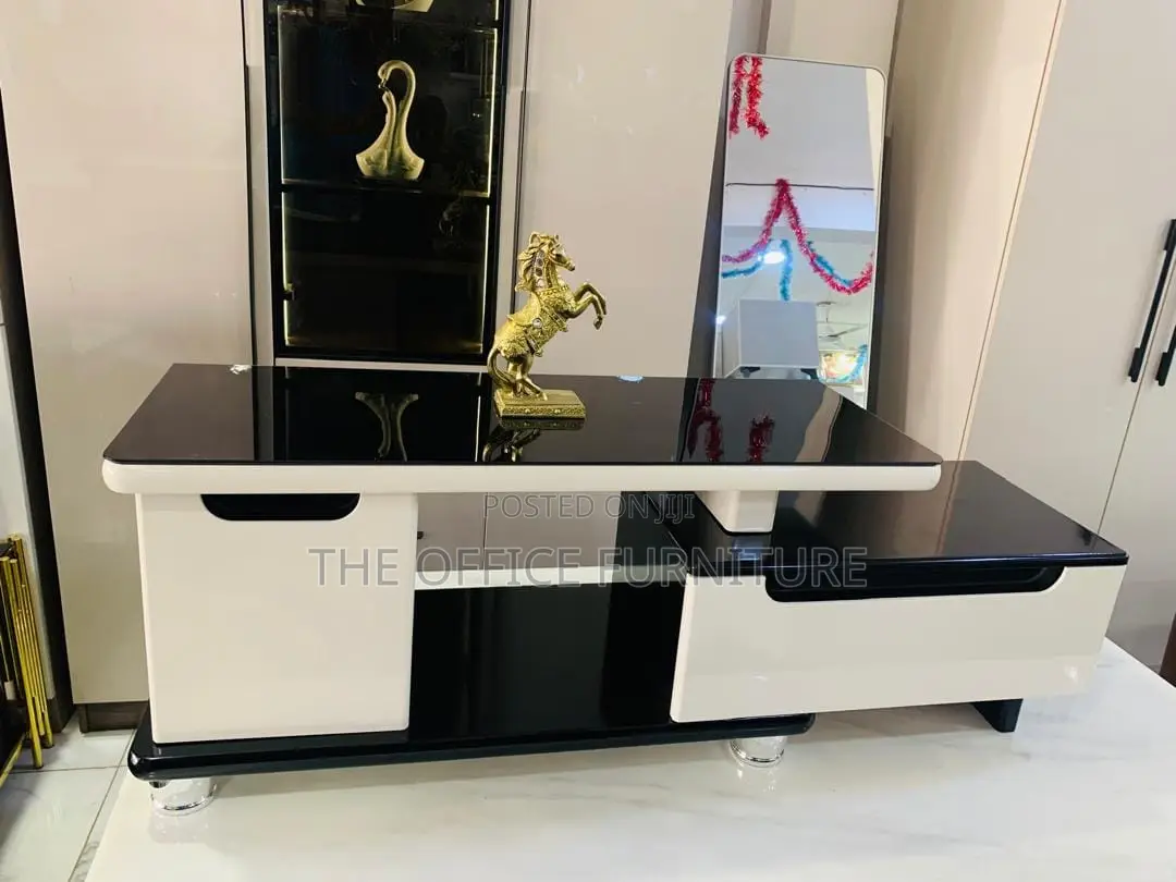 Modern 2-Tone High-Gloss TV Stand