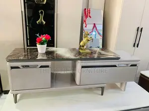 Modern Marble-Effect TV Stand