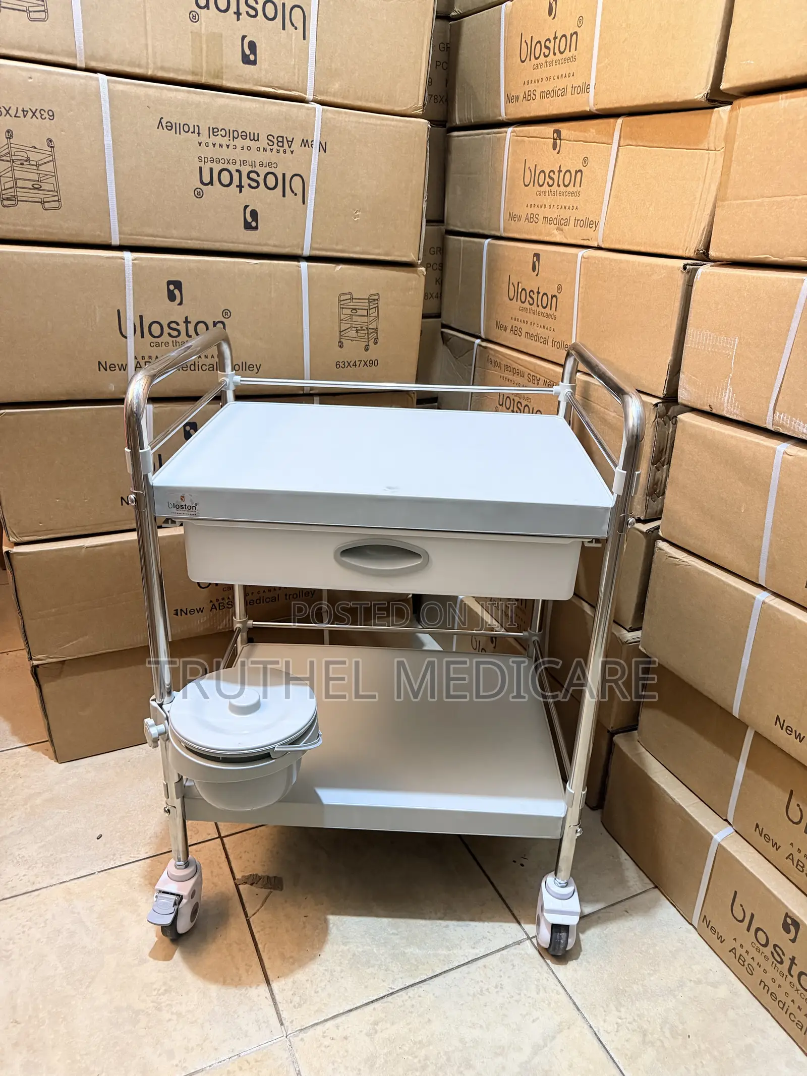 Big ABS/Stainless Medicine Trolley(2steps Double Drawer)