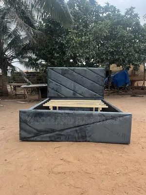 Double Bed Frame , Woodland Furniture Slate Geometric Bed