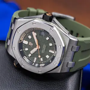 Audemars Piguet Royal Oak Offshore Diver Silver Green Silicone Strap