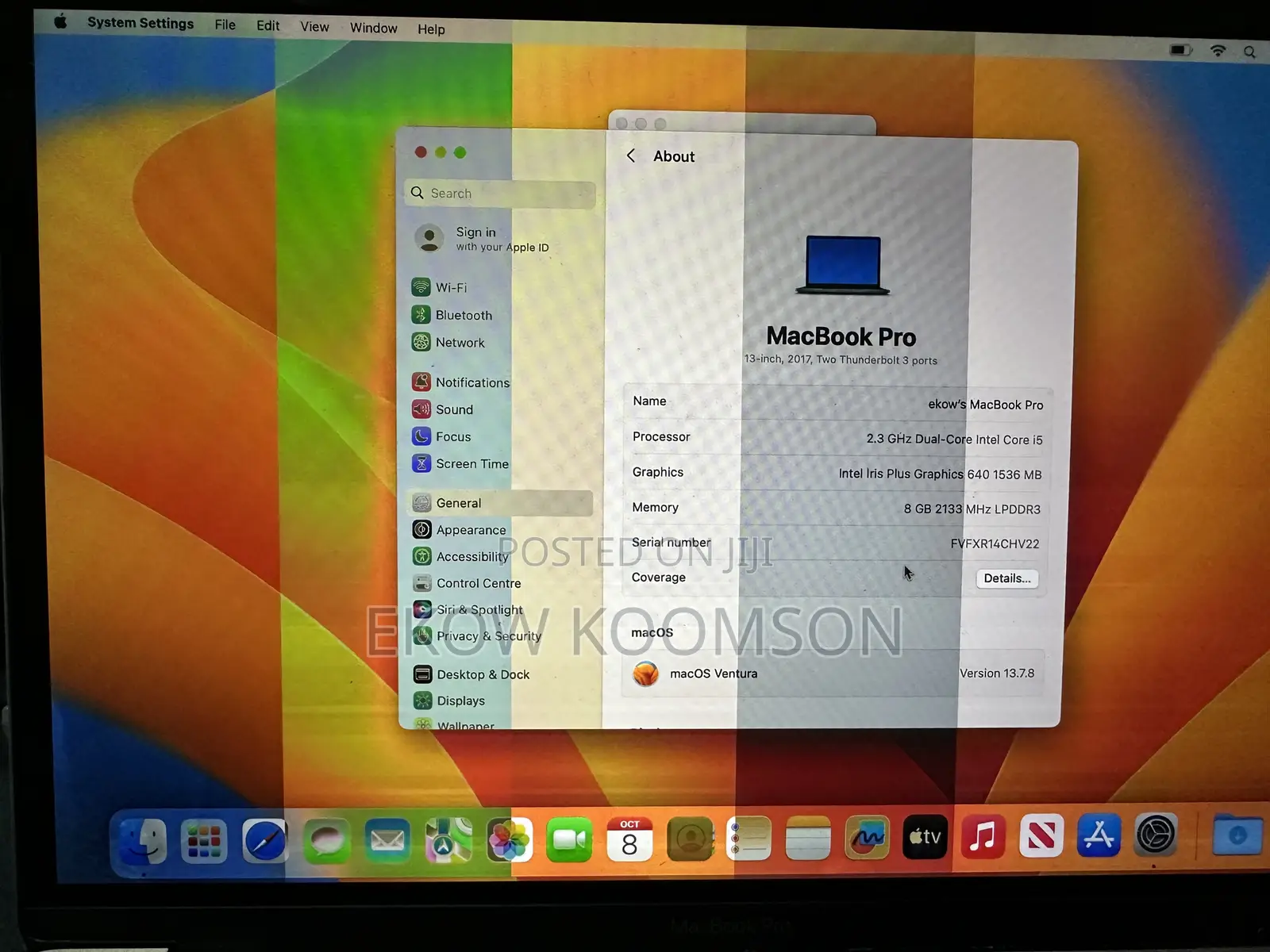 Laptop Apple MacBook Pro 2017 8GB Intel Core i5 SSD 128GB
