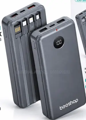 37000mAh Portable Power Bank With 4 Built-in Charging Cables