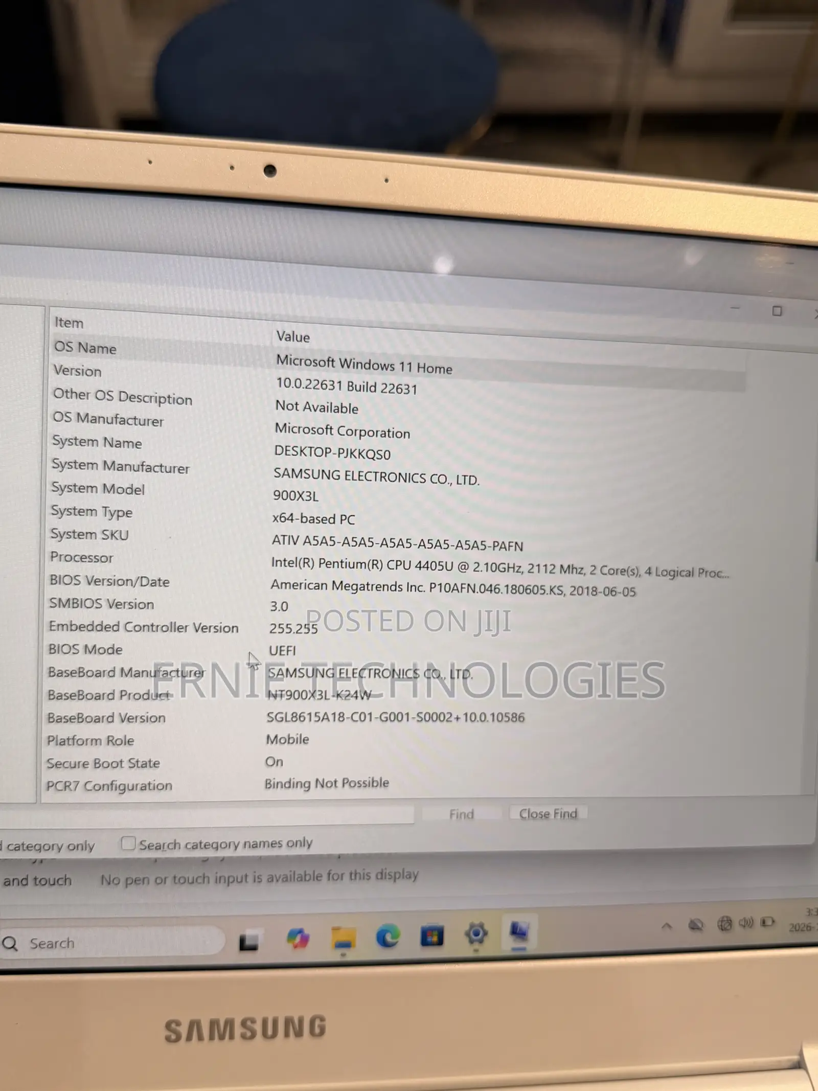 Laptop Samsung 4GB Intel Pentium SSD 128GB