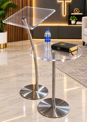 Acrylic Single Pole Pulpit With Side Table