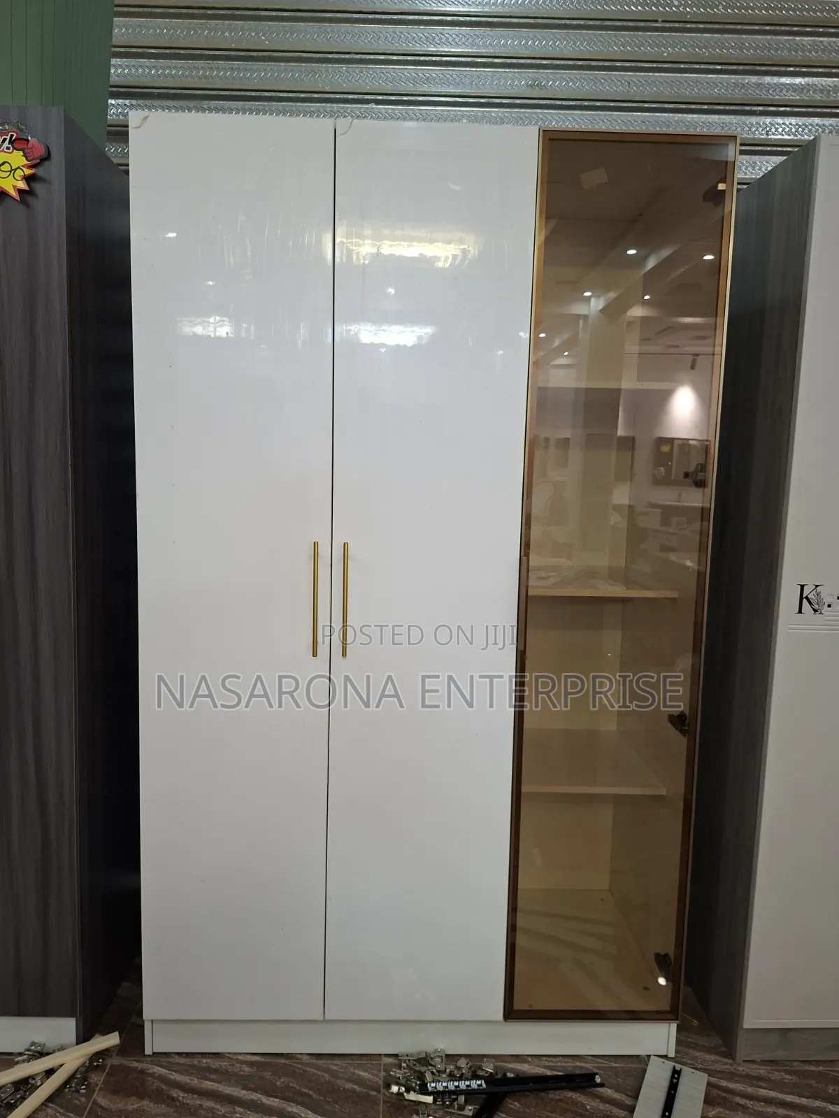 2in 1 Glass Door Wardrobe 120x55x200cm