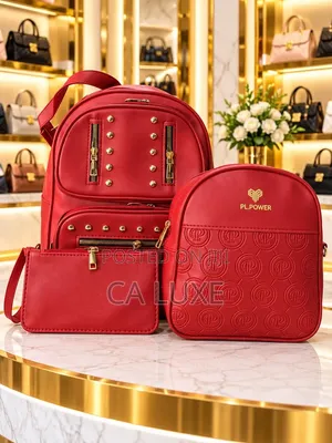 Quality 3in1 Multi-Piece Women's Backpack Set With Gold-Toned Stud