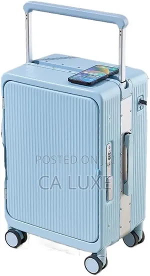 Blue Zipless Aluminum-Framed Polycarbonate Hard-Shell Spinner Suitcase