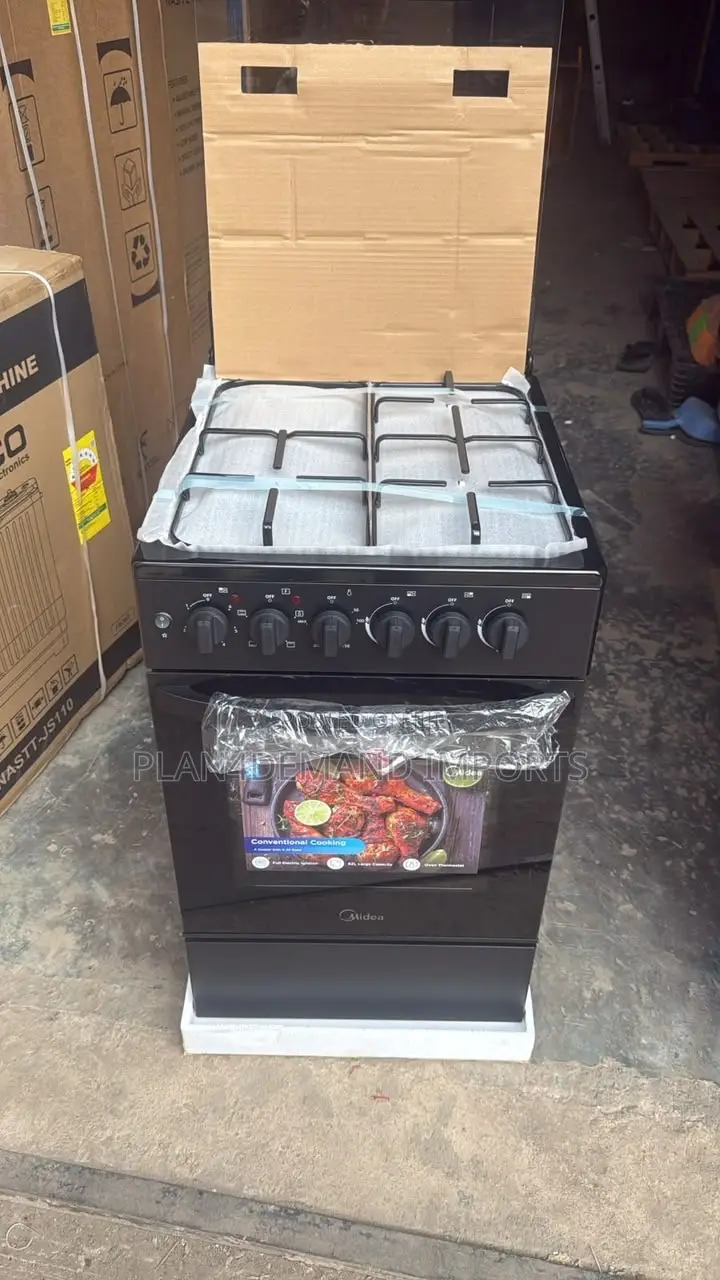 Midea 4-Burner Cooker – 3 Gas Burners + 1 Electric Plate With Oven