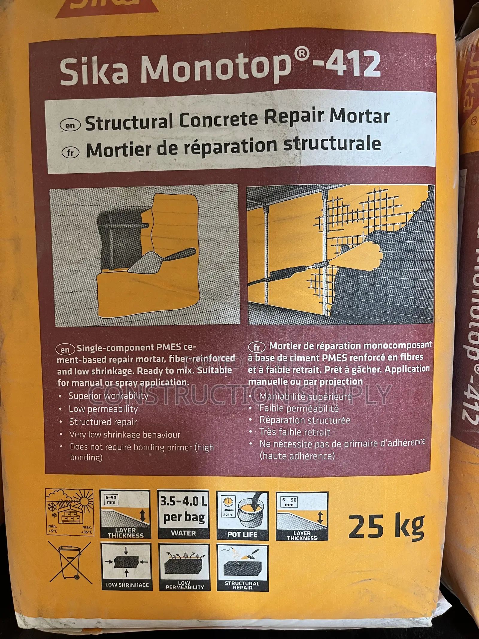 Sika Monotop 412 -25 Kg Concrete Repair Mortar - 25kg