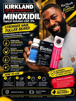 Kirkland Minoxidil 5% + Derma Roller + Biotin. (Collagen & Keratin)