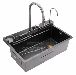 Premium Black Double-Bowl Kitchen Sink With Multifunction Features